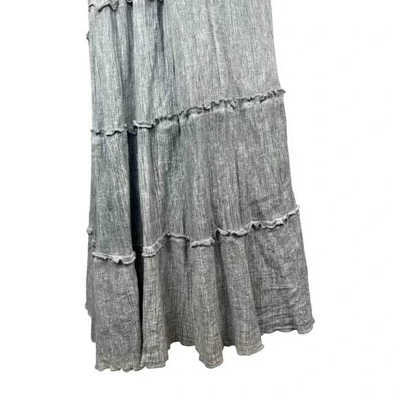 The Pyramid Collection XL Maxi Dress Blue Grey Ruffle Tiered Sleeveless‎ Lined - Picture 13 of 14